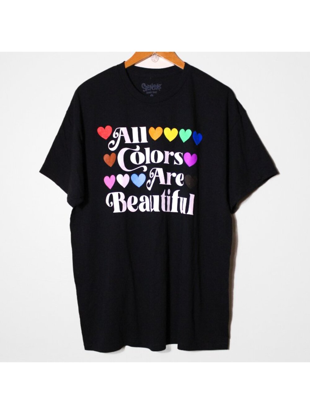All Colors Are Beautiful Pride Hearts Tee Rainbow Size XL